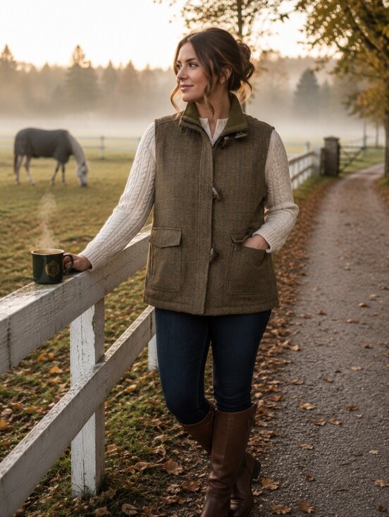 Yerse Jackets & Blazers - Yerse Barcelona Wool Blend Herringbone Toggle Vest XXL Olive Country Heritage